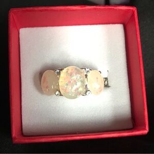 Opal and Silver Women's Ring